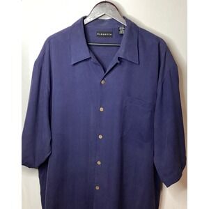BARACUTA Men's Navy Blue Short Sleeve Button Up Shirt Casual Relaxed Fit Size XL
